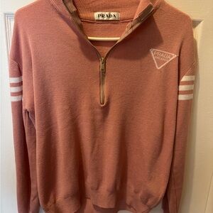 Prada Zip-Up Sweater in Soft Pink